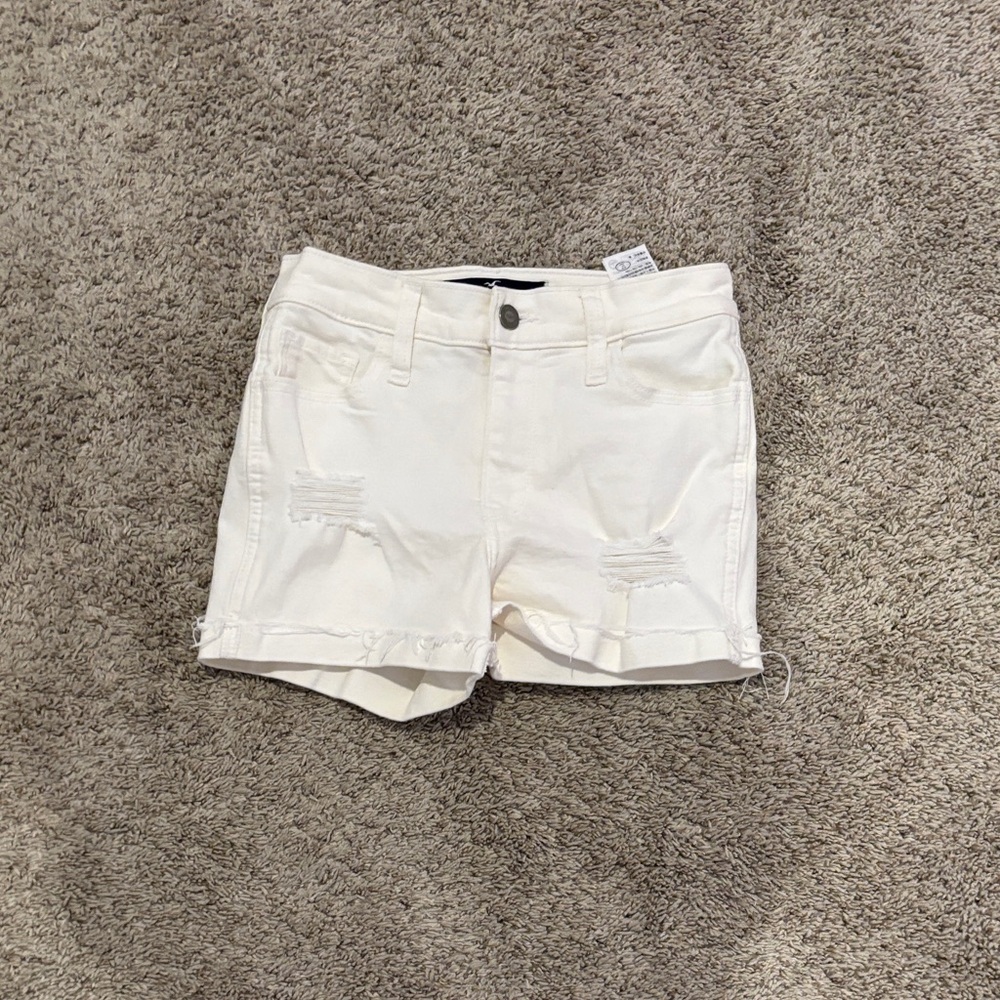 Hollister Cream Distressed Jean Shorts